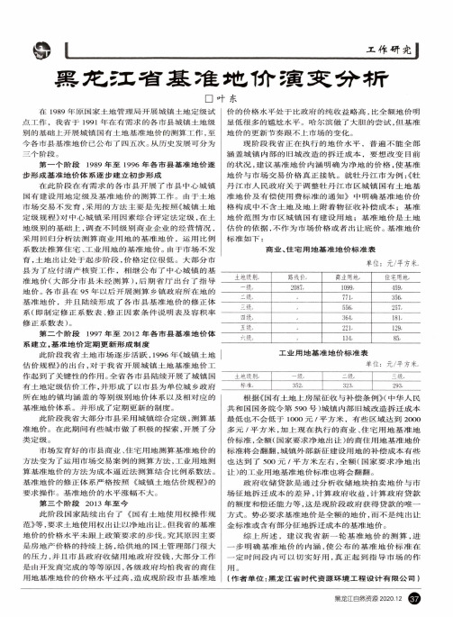 黑龙江省基准地价演变分析