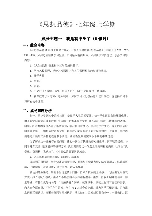 鲁教版七年级基础课程我是初中生了