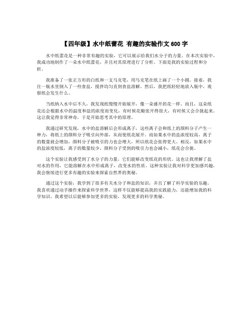 【四年级】水中纸蕾花 有趣的实验作文600字