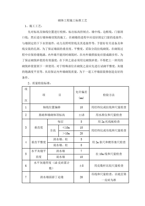 砌体工程施工标准工艺