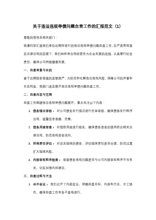 关于违法违规举债问题自查工作的汇报