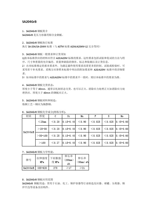 SA204GrB钢板材质简介及应用