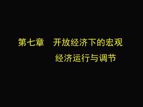 第七章开放经济下的宏观经济运行与调节