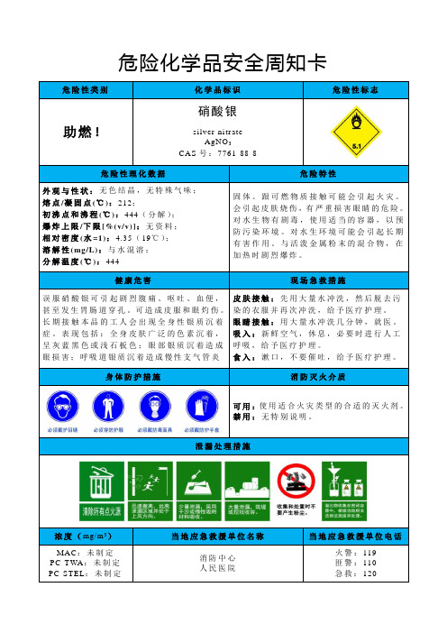 硝酸银-危险化学品安全周知卡