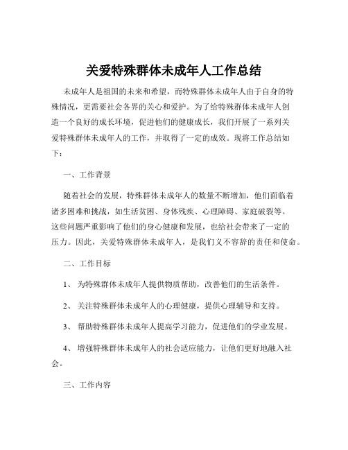 关爱特殊群体未成年人工作总结