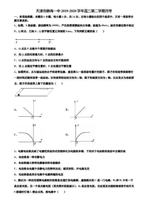 天津市静海一中2019-2020学年高三第二学期月考含解析《附15套高考模拟卷》