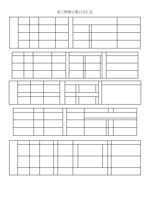 初三物理计算公式汇总
