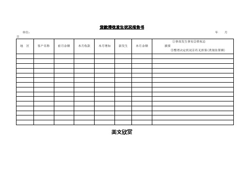 货款滞收发生状况报告书