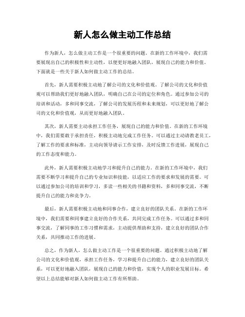 新人怎么做主动工作总结