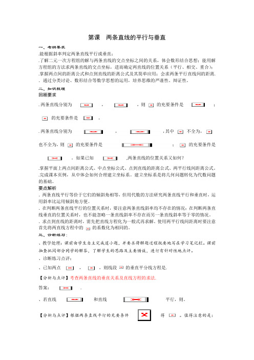 高考数学一轮复习备课手册第41课两条直线的平行与垂直