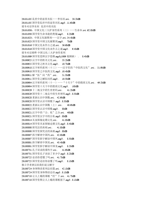 梁冬国学堂2010年全集(目录)