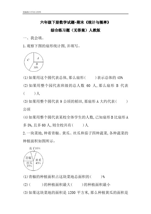 六年级下册数学试题-期末《统计与概率》综合练习题 人教版