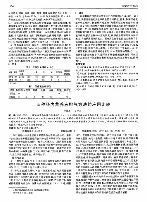 两种肠内营养液排气方法的应用比较