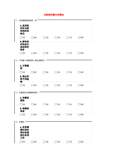 MBTI职业性格测试