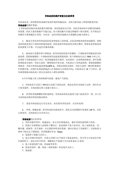 导热油泵的维护要素及注意事项