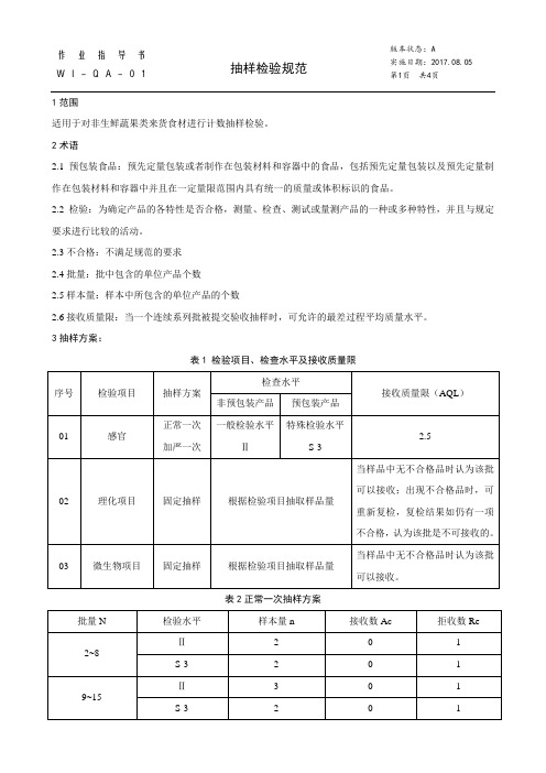 WI-QA-01 抽样检验规范