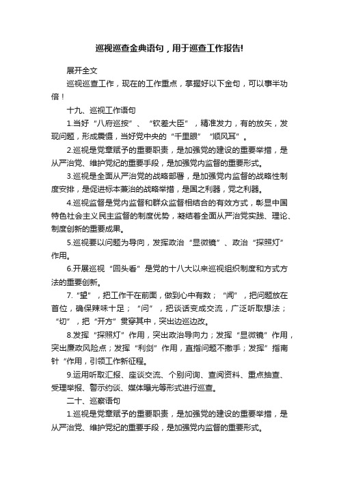 巡视巡查金典语句，用于巡查工作报告!