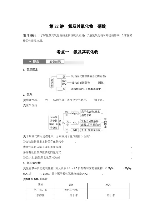 第5章 第22讲 氮及其氧化物 硝酸(学生版)2025年高考化学一轮复习讲义(新人教版)