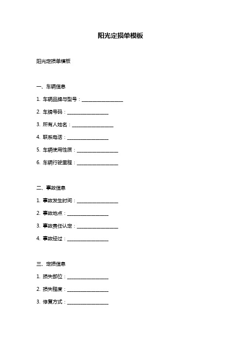 阳光定损单模板