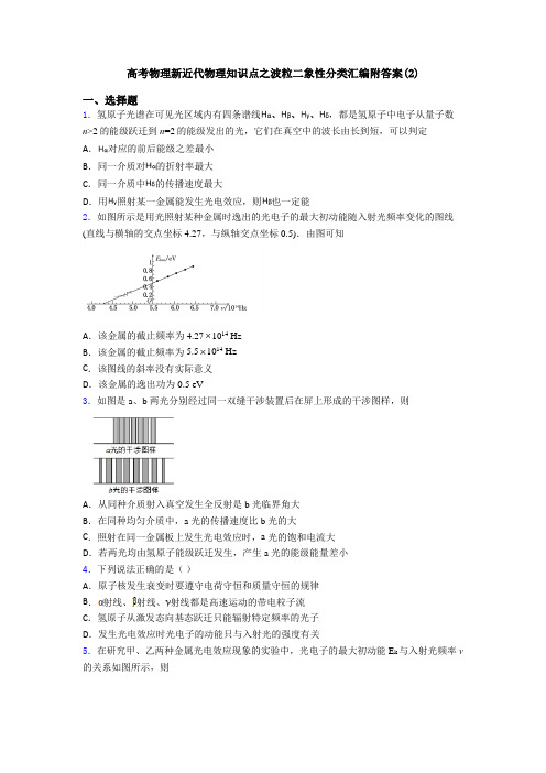 高考物理新近代物理知识点之波粒二象性分类汇编附答案(2)