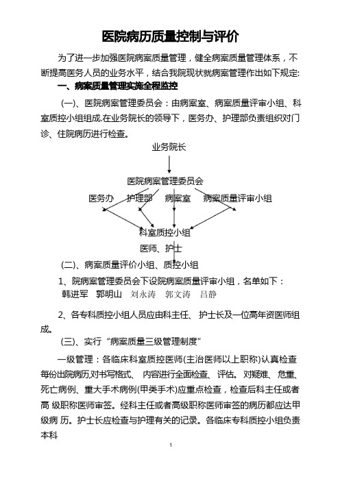 医院病历质量控制和评价