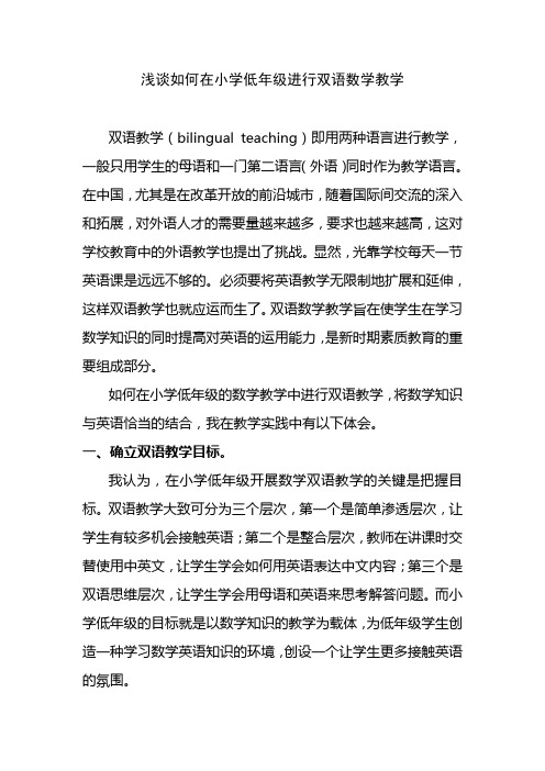 浅谈如何在小学低年级进行双语数学教学