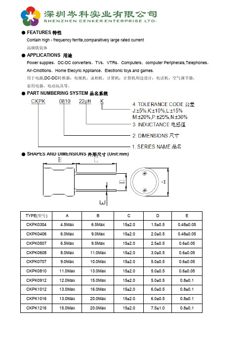 工字电感规格参数