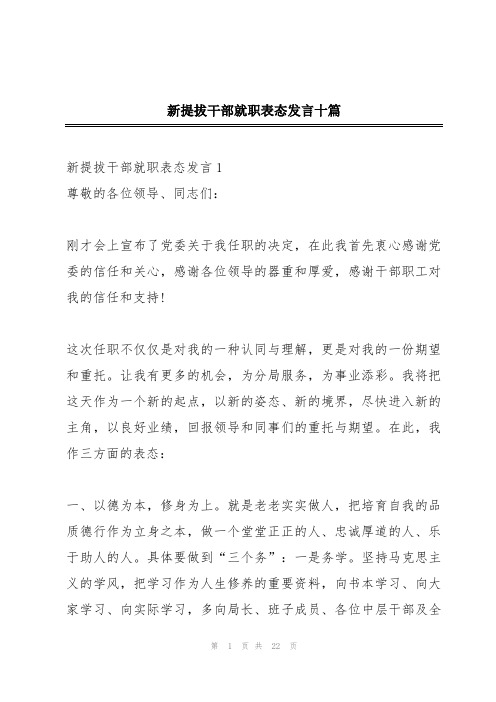 新提拔干部就职表态发言十篇