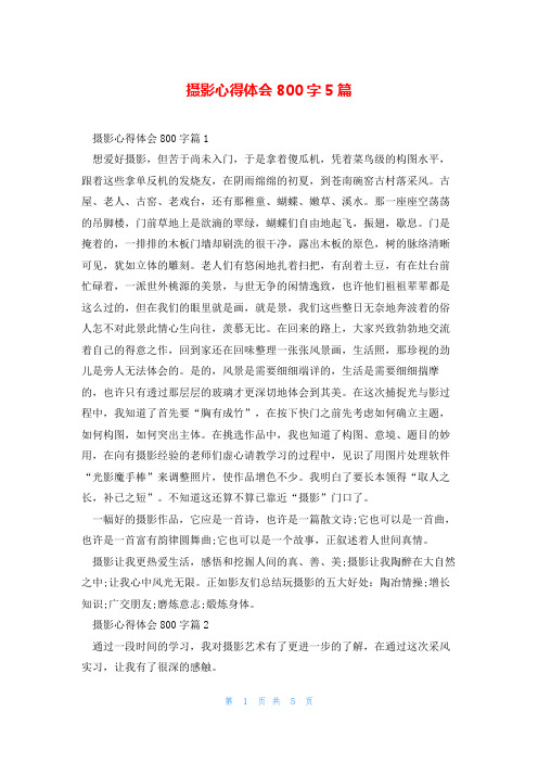 摄影心得体会800字5篇