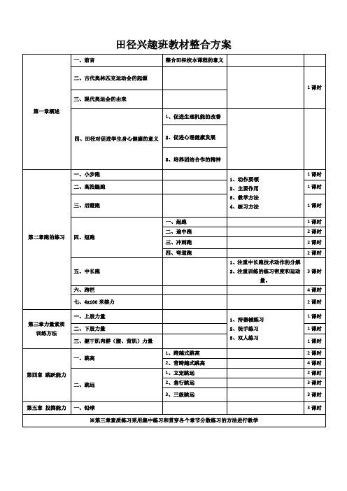 田径兴趣班教材整合方案