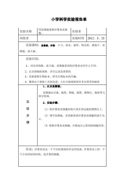 六年级下册小学科学实验报告单[1]