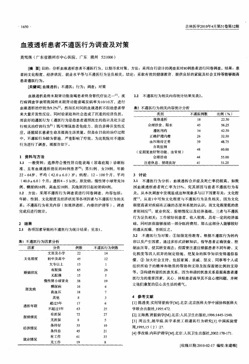 血液透析患者不遵医行为调查及对策