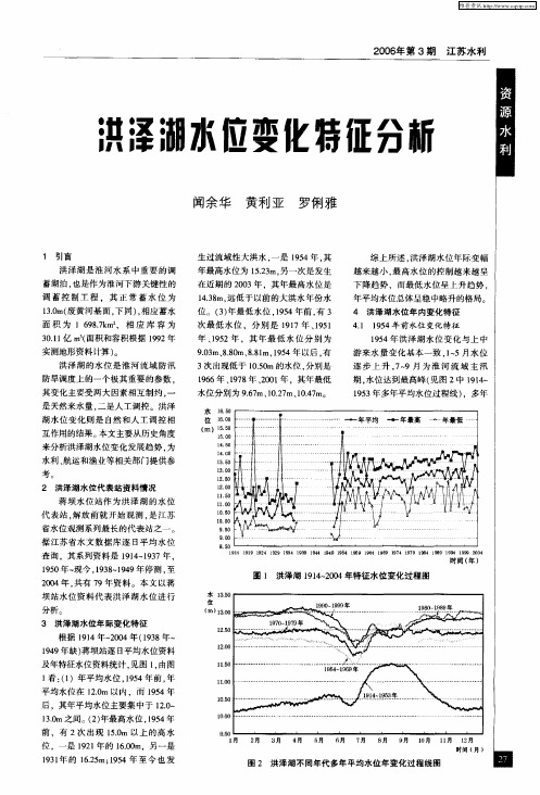 洪泽湖水位变化特征分析