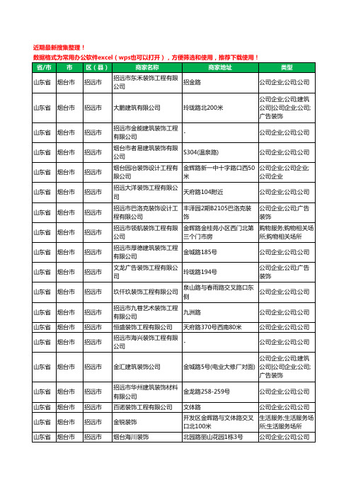 2020新版山东省烟台市招远市建筑装潢有限公司工商企业公司商家名录名单黄页联系方式大全24家