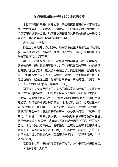 有关暑假快乐的一天的500字优秀文章