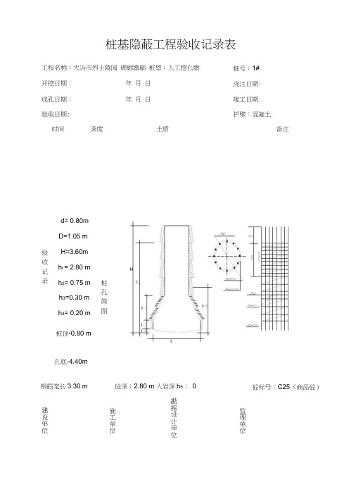 桩基隐蔽工程验收记录表