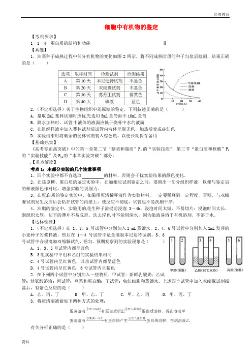 2019届高三生物一轮复习 细胞中有机物的鉴定专练(无答案)