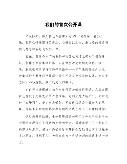 顶岗实习支教心得体会《我们的首次公开课》