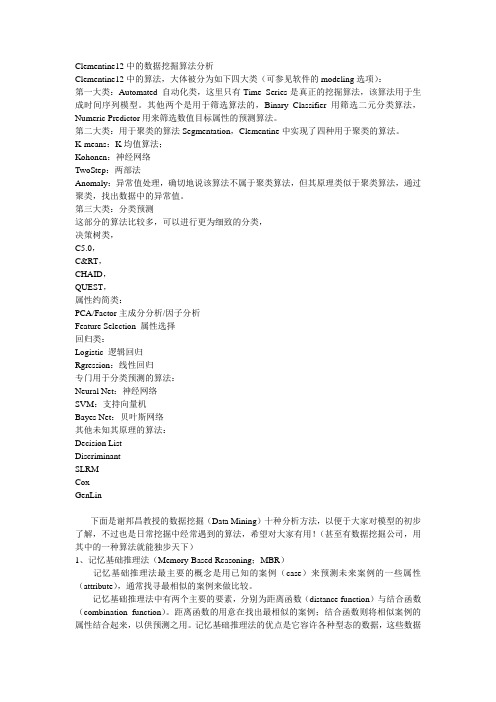 Clementine12中的数据挖掘算法