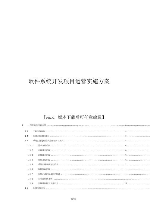 软件系统开发项目运营实施方案