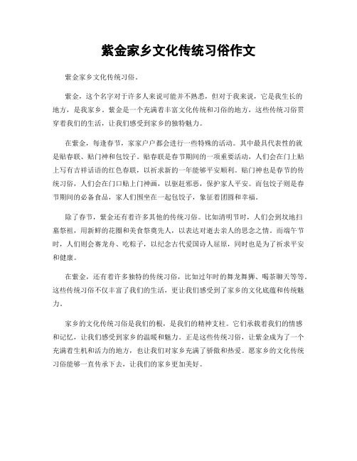 紫金家乡文化传统习俗作文