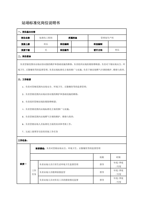 站场标准化岗位说明书