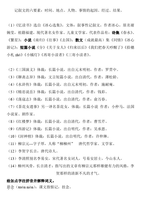 记叙文的六要素时间、地点、人物、事情的起因、经过、结果.