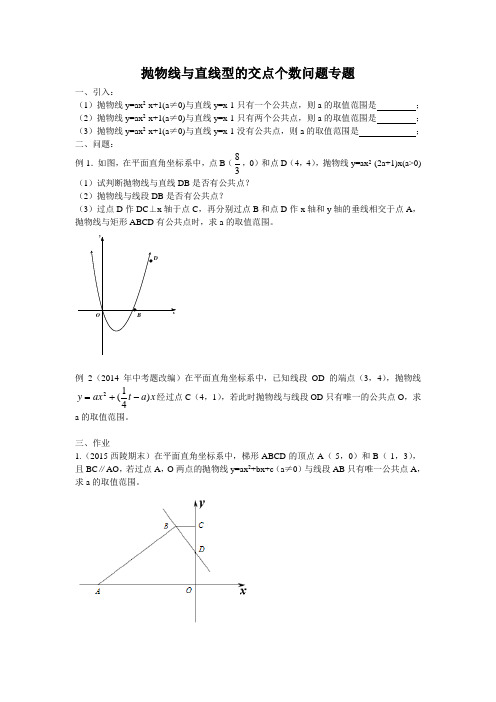 专题    抛物线与直线型交点个数