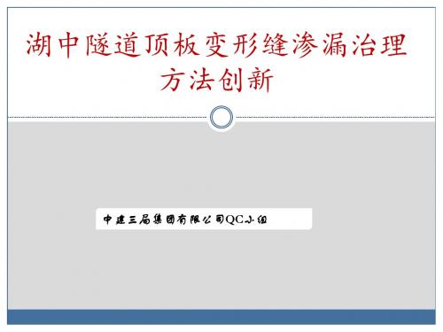 湖中隧道顶板变形缝渗漏治理方法创新QC成果