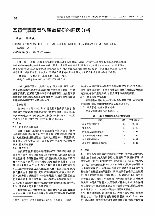 留置气囊尿管致尿道损伤的原因分析