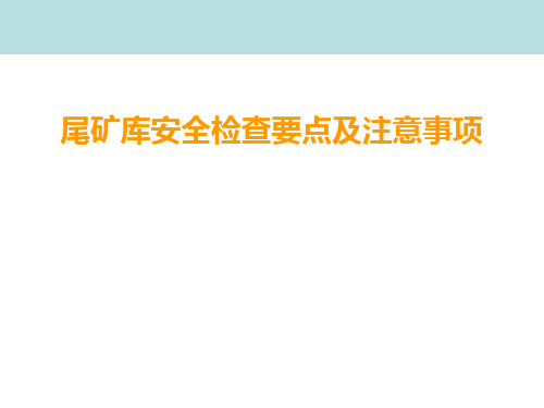 尾矿库安全检查要点及注意事项