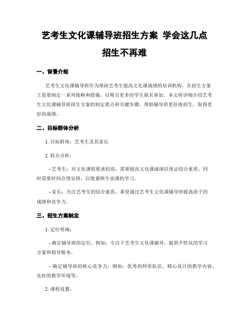 艺考生文化课辅导班招生方案 学会这几点 招生不再难