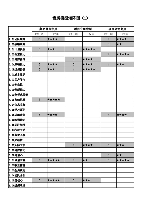 员工素质模型矩阵图