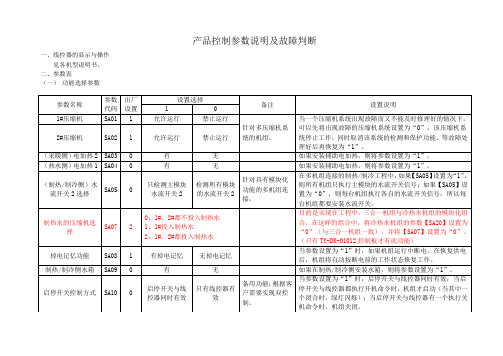 产品控制参数说明及故障判断20111207